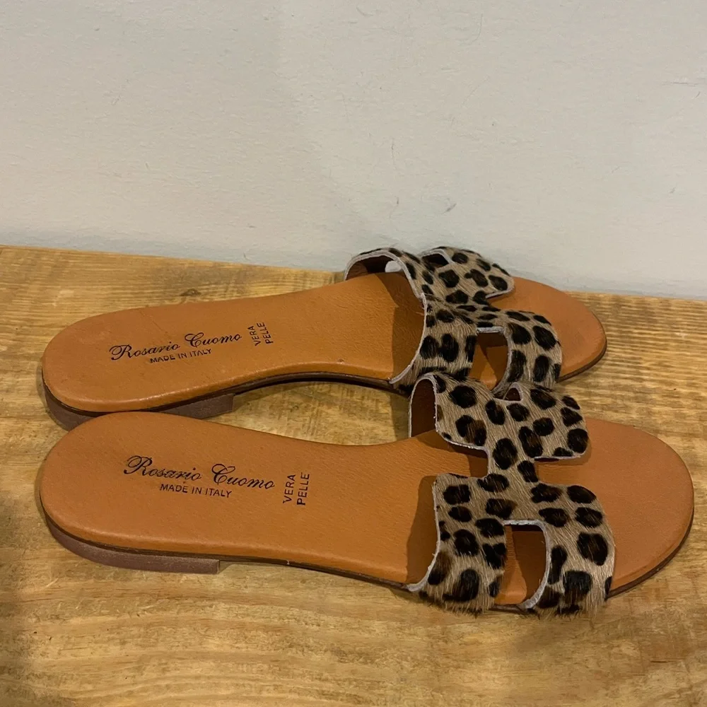 Rosario cuomo women’s cheetah print‎ faux hide sandals made in Italy sz9 EUC